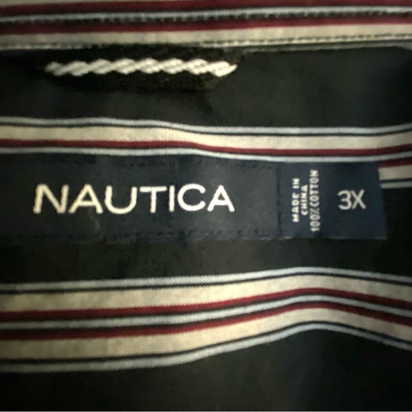 NAUTICA Men's Classic Long Sleeve Shirt Button Down Size 3X Black Striped - Picture 3 of 9
